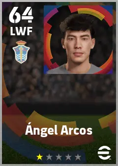 Angel Arcos eFootball 2026 player card — 64 OVR LWF