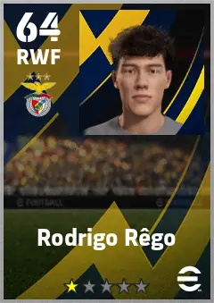Rodrigo Rego eFootball 2026 player card — 64 OVR RWF