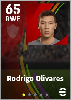 Rodrigo Olivares eFootball 2026 player card — 65 OVR RWF
