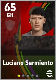 Luciano Sarmiento eFootball 2026 player card — 65 OVR GK