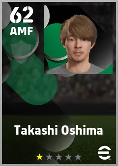 Takashi Oshima eFootball 2026 player card — 62 OVR AMF