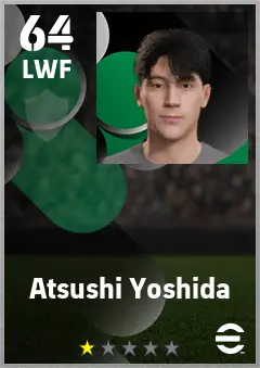 Atsushi Yoshida eFootball 2026 player card — 64 OVR LWF
