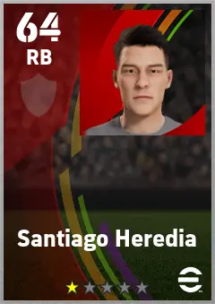 Santiago Heredia eFootball 2026 player card — 64 OVR RB