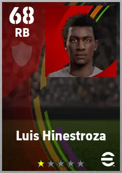 Luis Hinestroza eFootball 2026 player card — 68 OVR RB