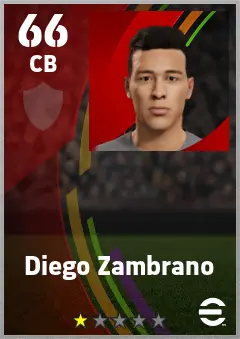 Diego Zambrano eFootball 2026 player card — 66 OVR CB