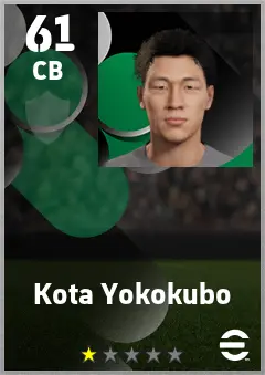 Kota Yokokubo eFootball 2026 player card — 61 OVR CB