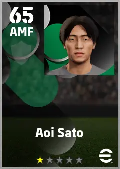 Aoi Sato eFootball 2026 player card — 65 OVR AMF