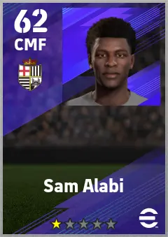 Sam Alabi eFootball 2026 player card — 62 OVR CMF