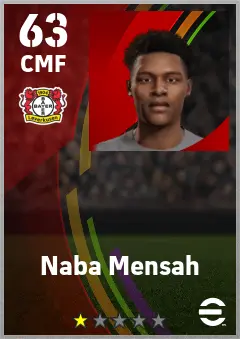Naba Mensah eFootball 2026 player card — 63 OVR CMF