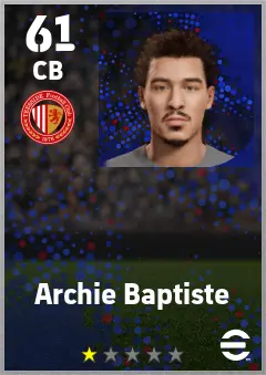 Archie Baptiste eFootball 2026 player card — 61 OVR CB