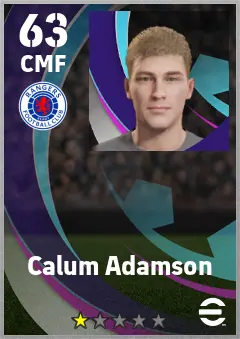 Calum Adamson eFootball 2026 player card — 63 OVR CMF