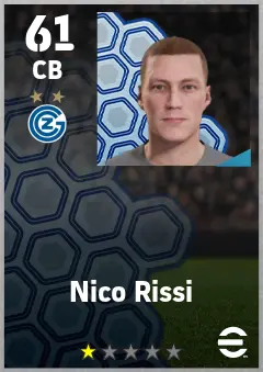 Nico Rissi eFootball 2026 player card — 61 OVR CB