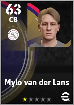 Mylo van der Lans eFootball 2026 player card — 63 OVR CB