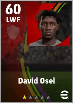 David Osei eFootball 2026 player card — 60 OVR LWF