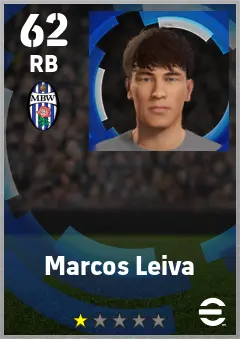 Marcos Leiva eFootball 2026 player card — 62 OVR RB