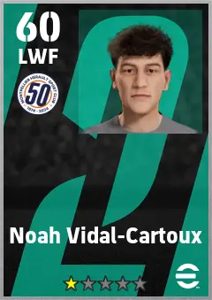 Noah Vidal-Cartoux eFootball 2026 player card — 60 OVR LWF