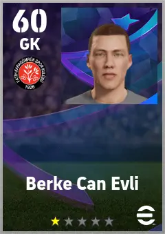 Berke Can Evli eFootball 2026 player card — 60 OVR GK