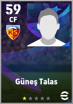 Gunes Talas eFootball 2026 player card — 59 OVR CF