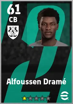 Alfoussen Drame eFootball 2026 player card — 61 OVR CB