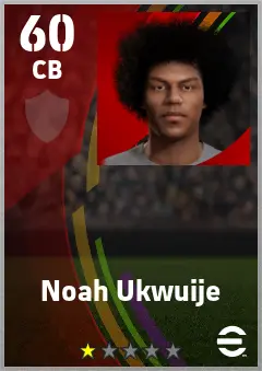 Noah Ukwuije eFootball 2026 player card — 64 OVR CB