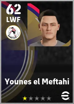 Younes el Meftahi eFootball 2026 player card — 62 OVR LWF