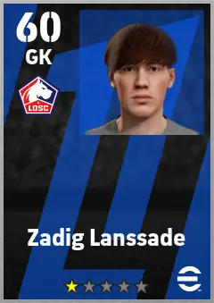Zadig Lanssade eFootball 2026 player card — 60 OVR GK