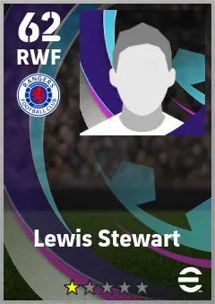 Lewis Stewart eFootball 2026 player card — 62 OVR RWF