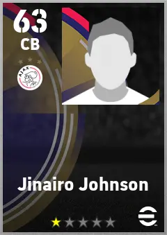 Jinairo Johnson eFootball 2026 player card — 63 OVR CB