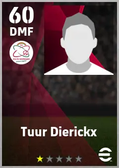 Tuur Dierickx eFootball 2026 player card — 60 OVR DMF