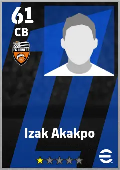 Izak Akakpo eFootball 2026 player card — 61 OVR CB