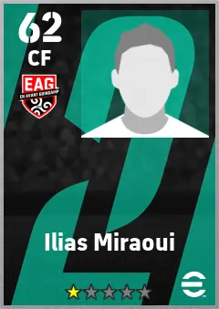 Ilias Miraoui eFootball 2026 player card — 62 OVR CF