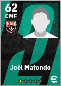 Joel Matondo eFootball 2026 player card — 62 OVR CMF