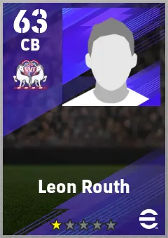 Leon Routh eFootball 2026 player card — 63 OVR CB