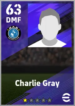 Charlie Gray eFootball 2026 player card — 63 OVR DMF