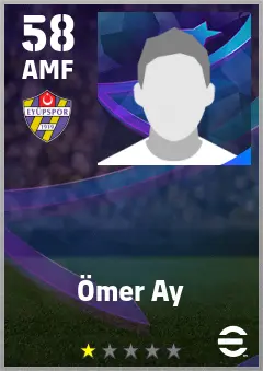 Omer Ay eFootball 2026 player card — 58 OVR AMF