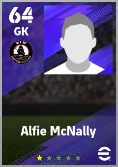 Alfie McNally eFootball 2026 player card — 64 OVR GK
