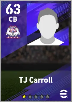 TJ Carroll eFootball 2026 player card — 63 OVR CB