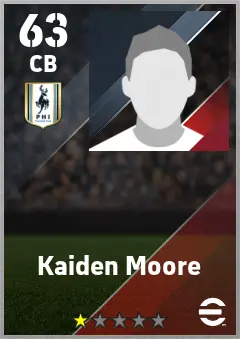 Kaiden Moore eFootball 2026 player card — 63 OVR CB