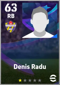 Denis Radu eFootball 2026 player card — 63 OVR RB