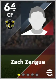 Zach Zengue eFootball 2026 player card — 64 OVR CF