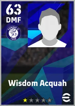 Wisdom Acquah eFootball 2026 player card — 63 OVR DMF