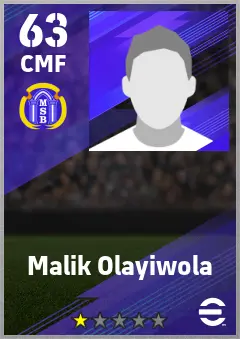 Malik Olayiwola eFootball 2026 player card — 63 OVR CMF