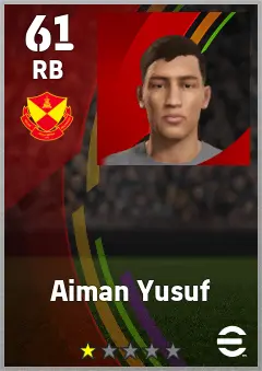 Aiman Yusuf eFootball 2026 player card — 61 OVR RB