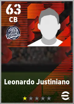 Leonardo Justiniano eFootball 2026 player card — 63 OVR CB