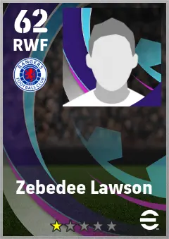 Zebedee Lawson eFootball 2026 player card — 62 OVR RWF