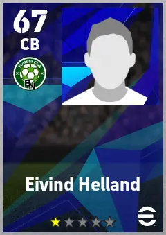 Eivind Helland eFootball 2026 player card — 67 OVR CB
