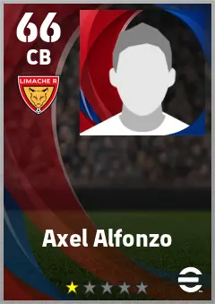 Axel Alfonzo eFootball 2026 player card — 66 OVR CB