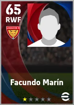 Facundo Marin eFootball 2026 player card — 65 OVR RWF