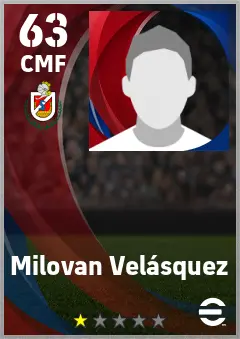 Milovan Velasquez eFootball 2026 player card — 63 OVR CMF