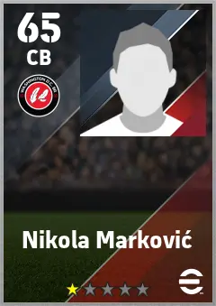 Nikola Markovic eFootball 2026 player card — 65 OVR CB